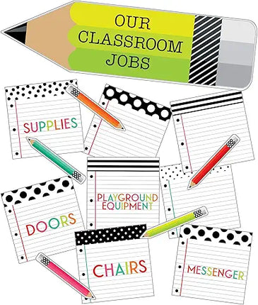 Black, White & Stylish Brights Classroom Jobs BB