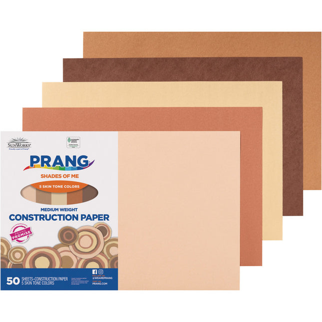 Shades of Me Construction Paper, 5 Assorted Skin Tone Colors, 12x18