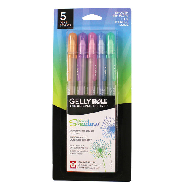 Gelly Roll Asst Silver Shadow, 5ct