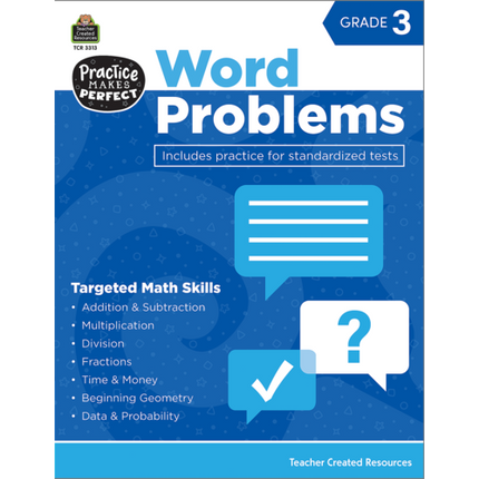 Practice Makes Perfect: Word Problems Book, Grade 3