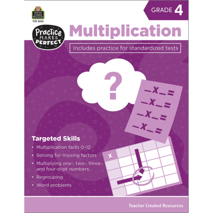 Practice Makes Perfect: Multiplication Book, Grade 4