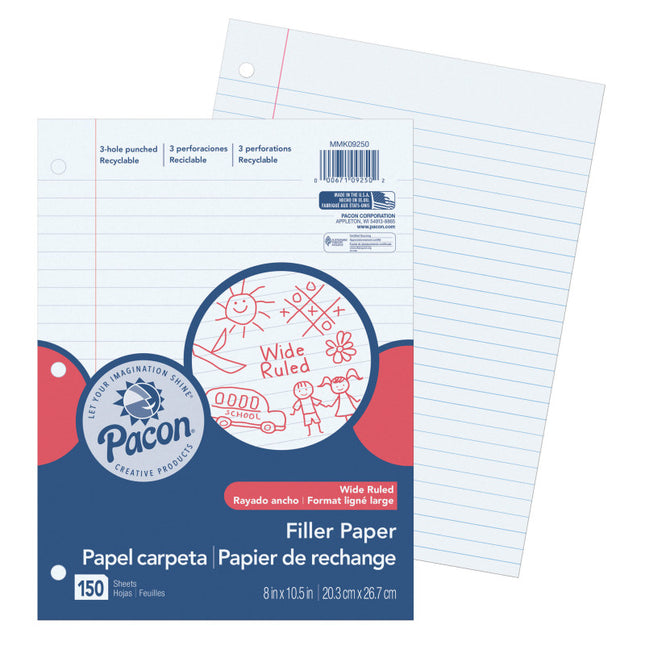 PACON FILLER PAPER WIDE RULE 3/8IN RULING