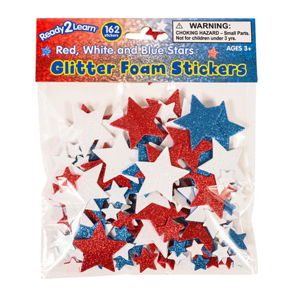 Red/wht/blu Star Glitter Stickers Foam