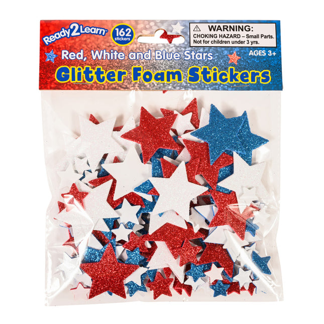 Red/wht/blu Star Glitter Stickers Foam