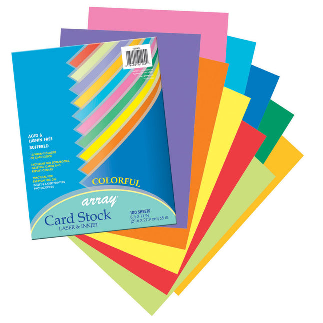 ARRAY CARD STOCK ASSORTED 100 SHT 10 COLORS