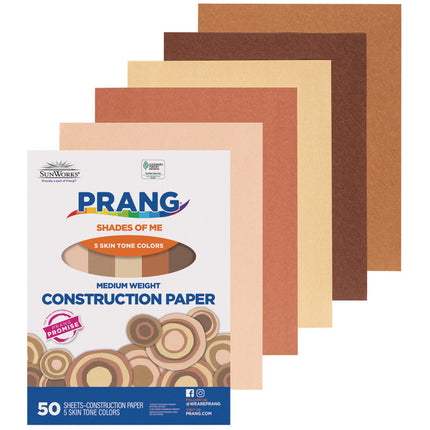 Shades of Me Construction Paper, 5 Assorted Skin Tone Colors, 9x12
