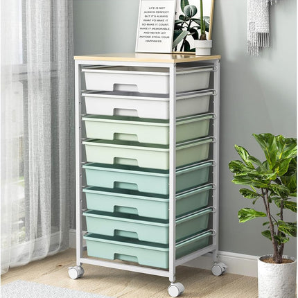 8-Drawer Rolling Cart (Green)