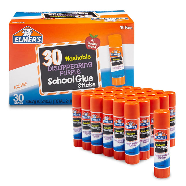 Elmer's Washable Disappearing Purple Glue Sticks, 30 count