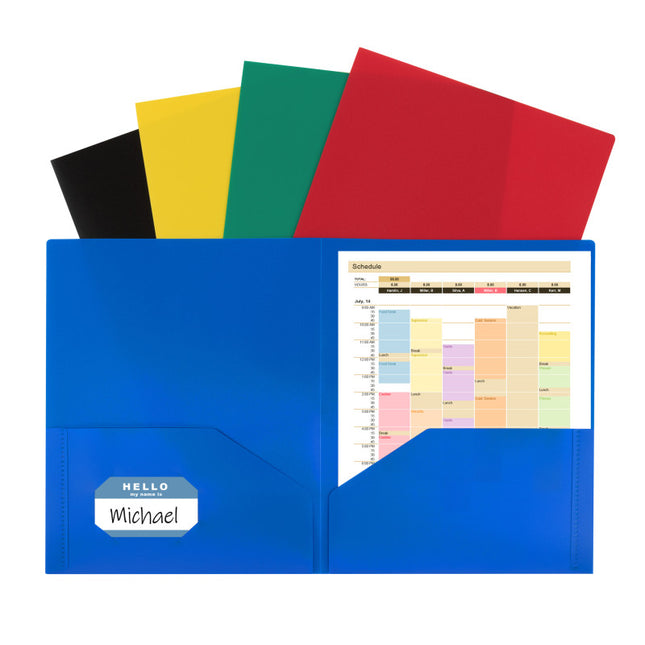 TWO Pocket POLY FOLDER, ASST. Colors. 1 count