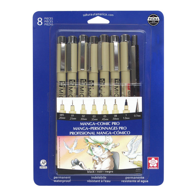 Pigma Manga Comic Pro Draw Kit, 8ct