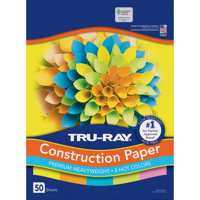 Tru-Ray, 5 Assorted Hot Colors, 12x18