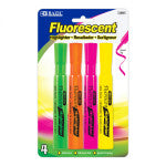 Fluorescent Highlighters 4 Asst Colors Chisel Tip