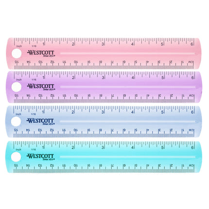 6" Plastic Ruler, Assorted Colors