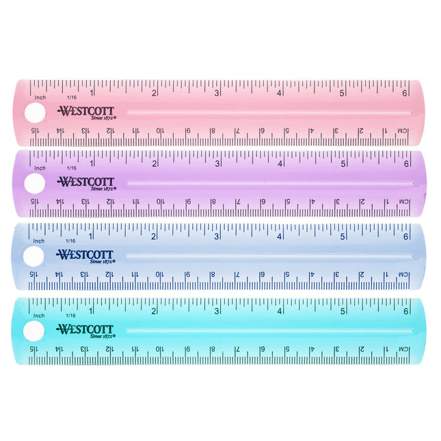 6" Plastic Ruler, Assorted Colors