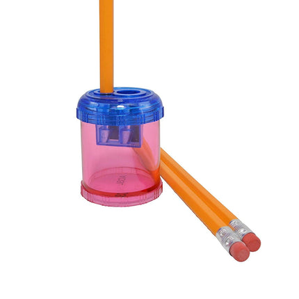 Plastic Manual Pencil and Crayon Sharpener, 2-Hole, Assorted Colors