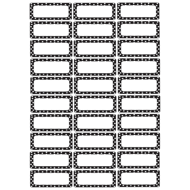 Die-Cut Magnetic Foam Black & White Dots Labels/Nameplates