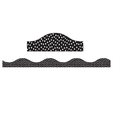 Magnetic Border, White Messy Dots on Black