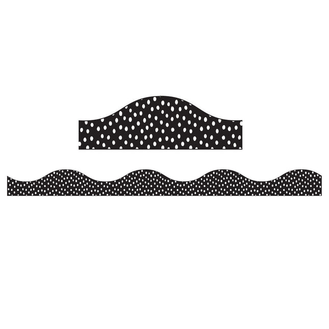 Magnetic Border, White Messy Dots on Black