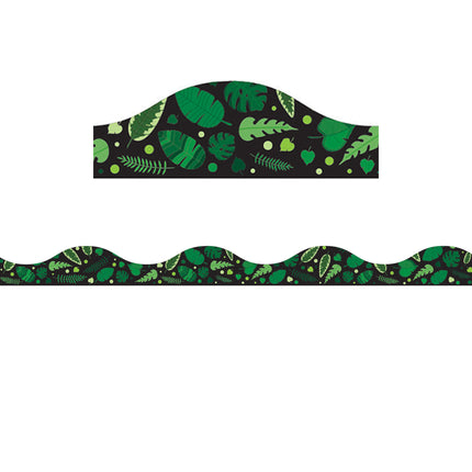Magnetic Scallop Border, Greenery on Black