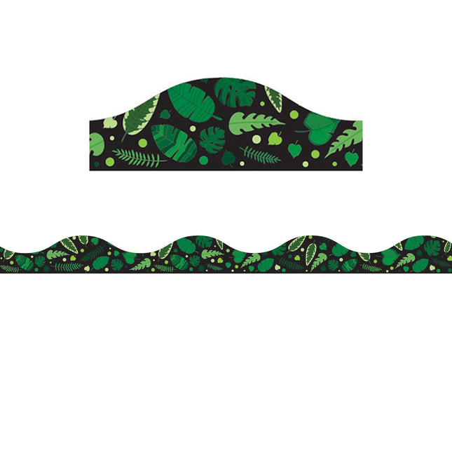 Magnetic Scallop Border, Greenery on Black