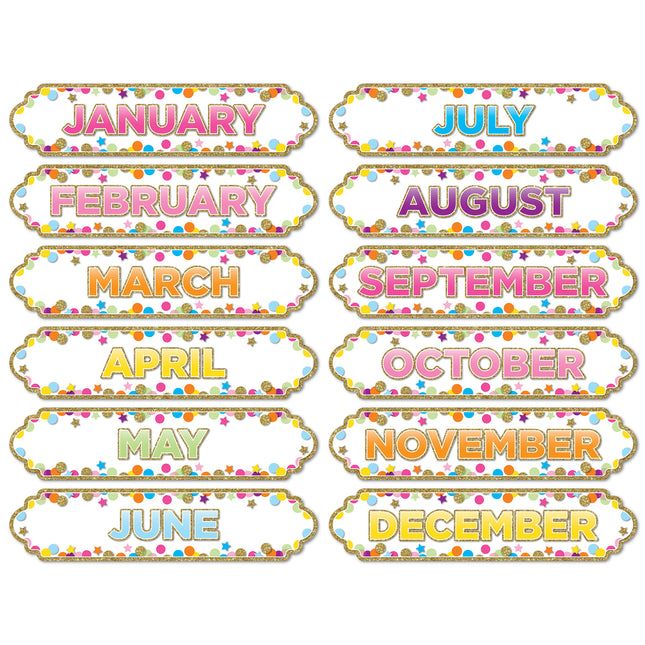 Magnetic Die-Cut Timesavers & Labels, Confetti Months of the Year