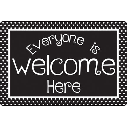 Welcome Mat Blk & Wht Dots Everyone Is Welcome Here