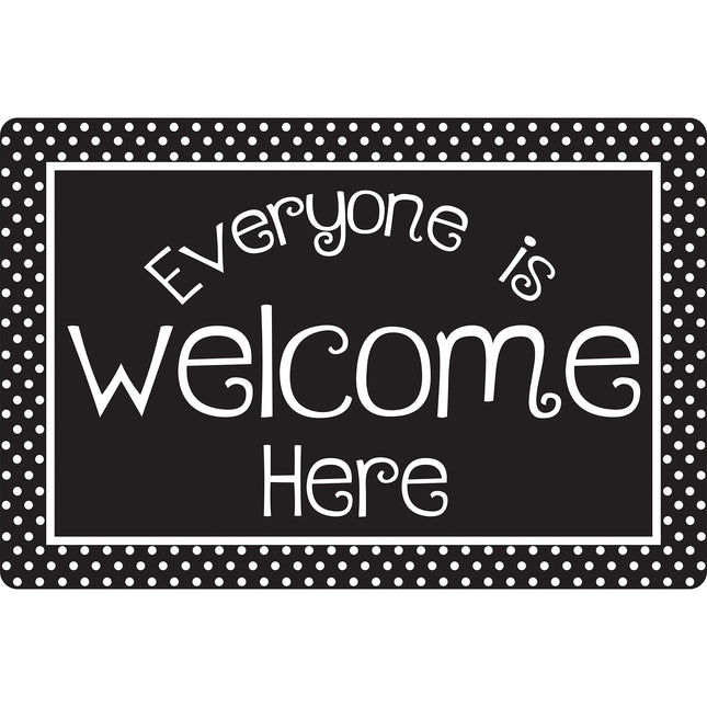 Welcome Mat Blk & Wht Dots Everyone Is Welcome Here