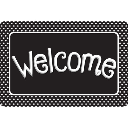 Welcome Mat Black & White Polka Dot 15.5 X 23.5in