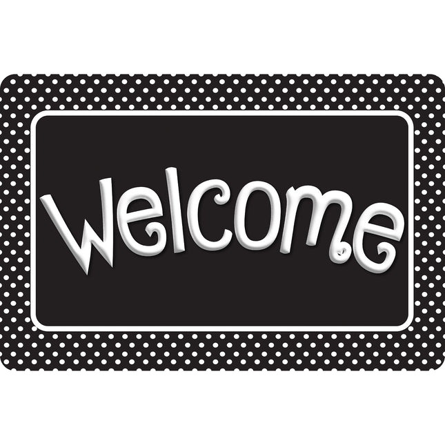 Welcome Mat Black & White Polka Dot 15.5 X 23.5in