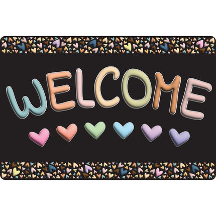 Welcome Mat Pastel Hearts 15.5 X 23.5in