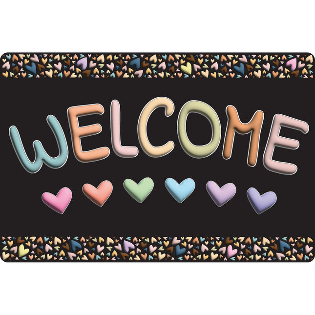 Welcome Mat Pastel Hearts 15.5 X 23.5in
