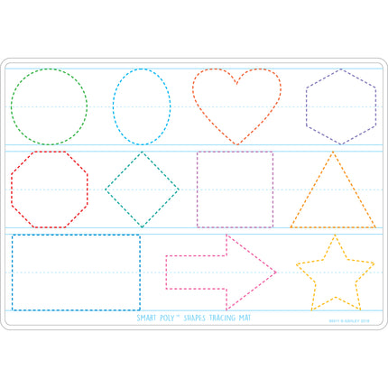 Smart Poly™ Learning Mat, 12" x 17", Double-Sided, Prewriting & Shape Tracing