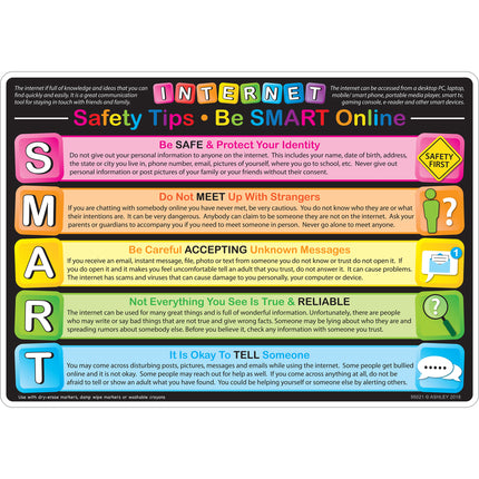 Smart Poly™ Learning Mat, 12" x 17", Double-Sided, Keyboard Basics & Internet Safety