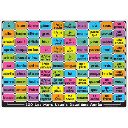 Smart Poly™ Learning Mat, 12" x 17", Double-Sided, French Sight Words 1st & 2nd Year