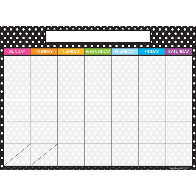 Smart Poly® PosterMat Pals™ Space Savers, 13" x 9-1/2", BW Dots Calendar