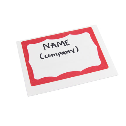 Adhesive Badge Red Border 100/pk