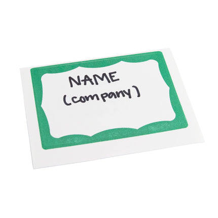 Adhesive Badge Green Border 100/pk