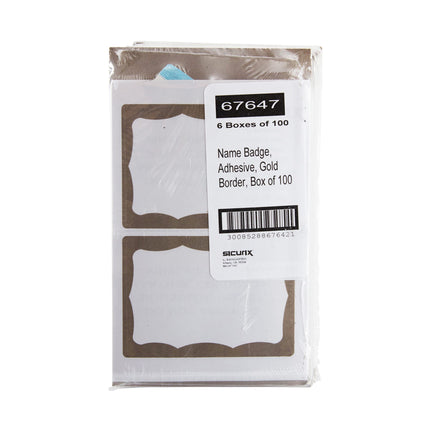 Adhesive Badge Gold Border 100/pk