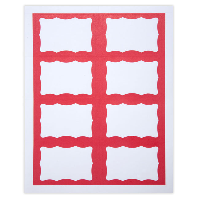 Adhesive Badges, Red Border, Pack of 200