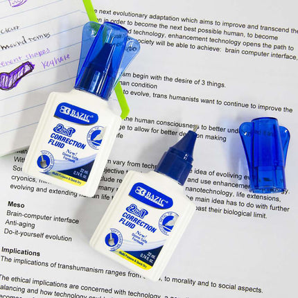 2 In 1 Correction Fluid W/foam Brush & Pen Tip