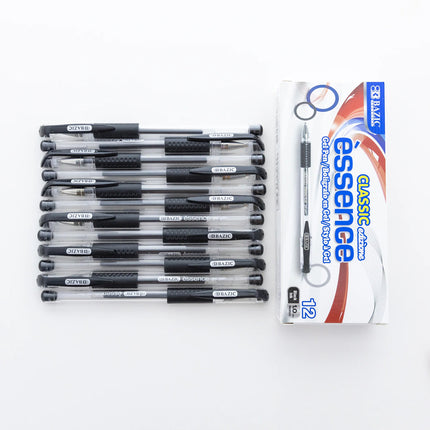 Essence Black Gel Pen W/ Cushion Grip, 12ct