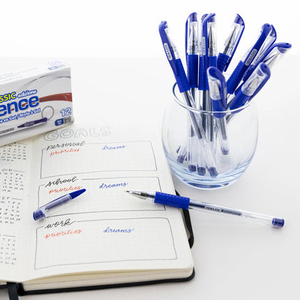 Essence Blue Gel Pen W/ Cushion Grip, 12ct