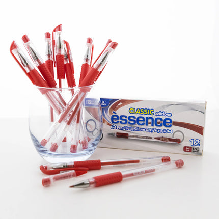 Essence Red Gel Pen W/ Cushion Grip, 12ct