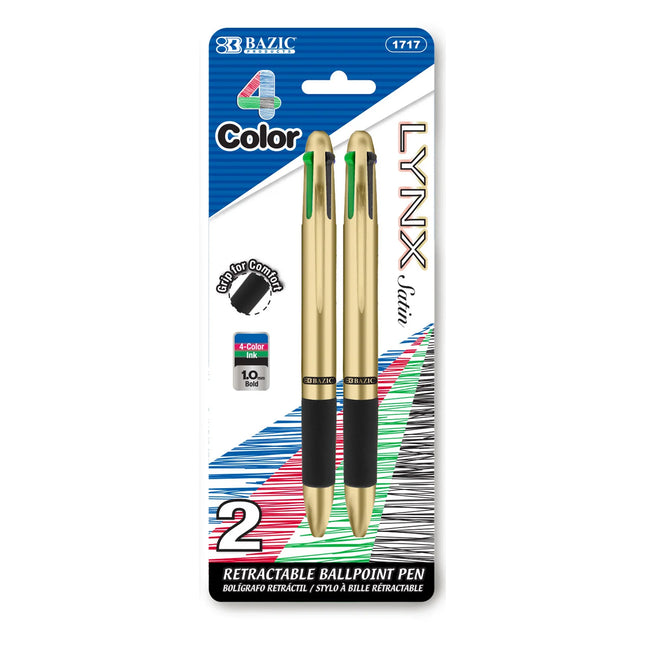 2ct 4 Color Pen Lynx Satin Top W/cushion Grip