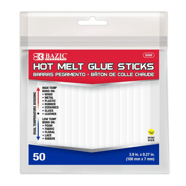 Dual Temp Mini Hot Glue Sticks 50ct 3.9 X 0.27in