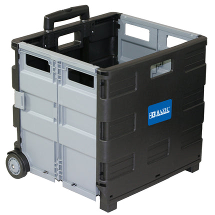 Folding Cart on Wheels w/Lid Cover, Black/Gray