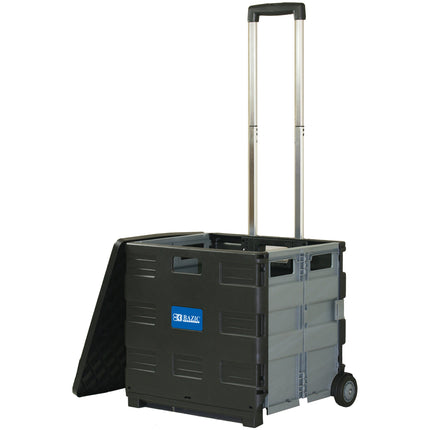 Folding Cart on Wheels w/Lid Cover, Black/Gray