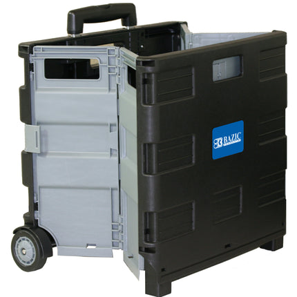 Folding Cart on Wheels w/Lid Cover, Black/Gray