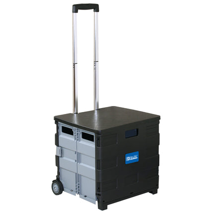 Folding Cart on Wheels w/Lid Cover, Black/Gray