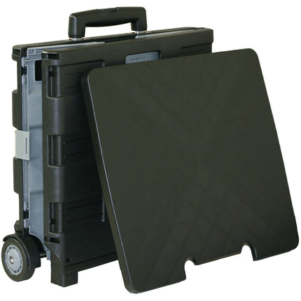 Folding Cart on Wheels w/Lid Cover, Black/Gray